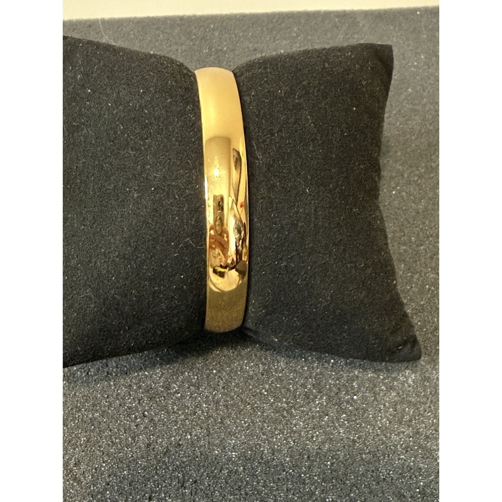 Vintage Monet Wide Gold Tone Bangle Bracelet Thick Chunky Sz  L Large 0.4"Signed